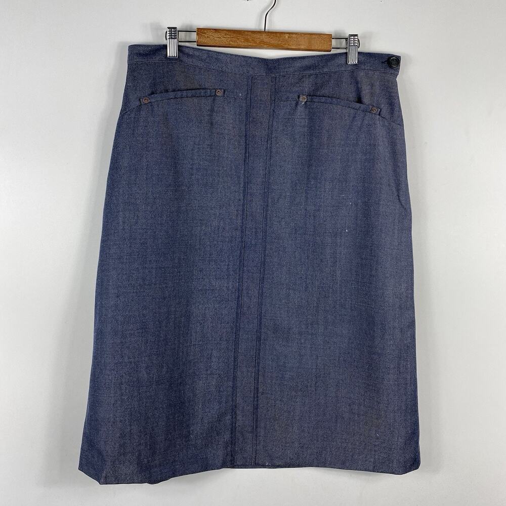 Pendleton Midi Skirt 16 Blue 100% Virgin Wool Lined Made In USA